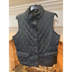 Talbots Diamond Quilted Vest Snap Front Size Large